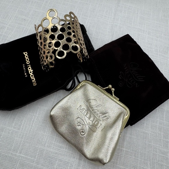 Paco Rabanne Silver Clutch with Gold Accents